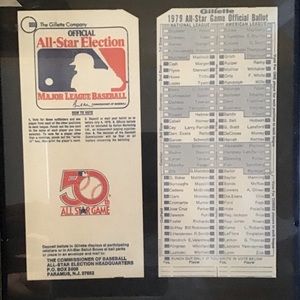 2-Official Gillett MLB 50th Anniversary All Star Ballots “unpunched”